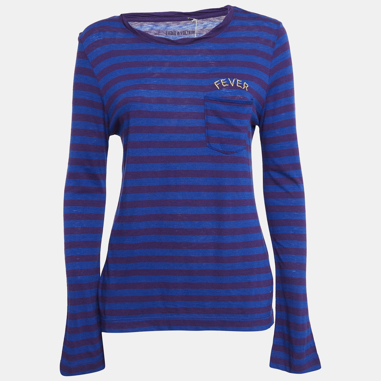 Zadig & Voltaire Blue/Purple Striped Jersey Regy T-Shirt S