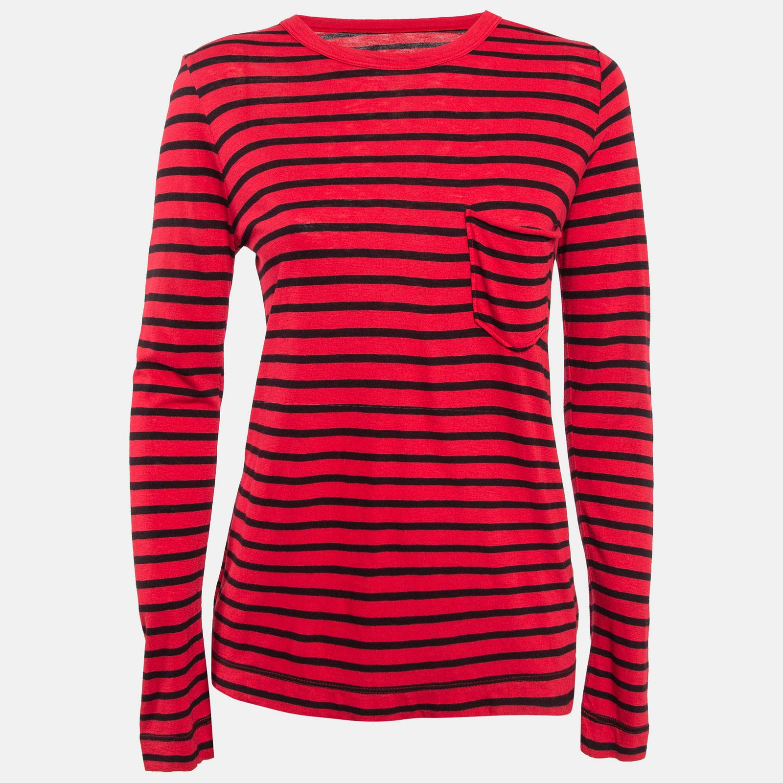 Zadig & Voltaire Red Striped Jersey Long Sleeve T-Shirt S