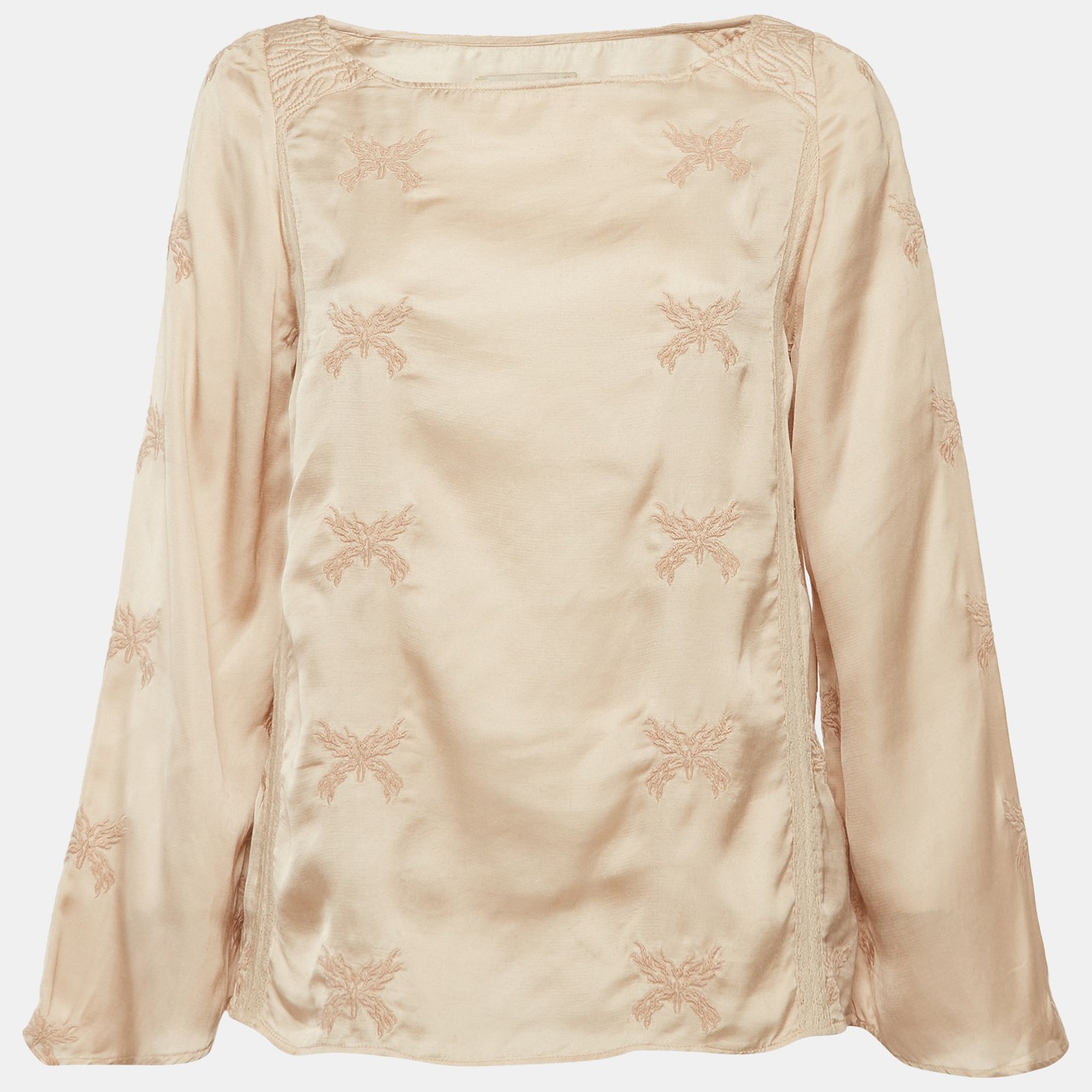 Zadig & Voltaire Beige Embroidered Crepe Tunic S