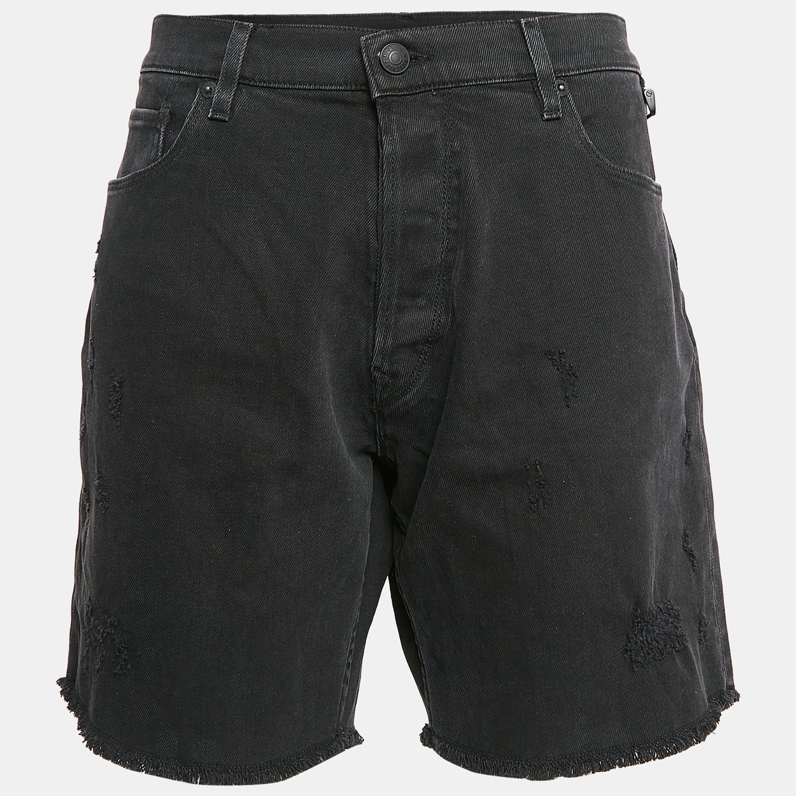 Zadig & Voltaire Black Distressed Denim Shorts L