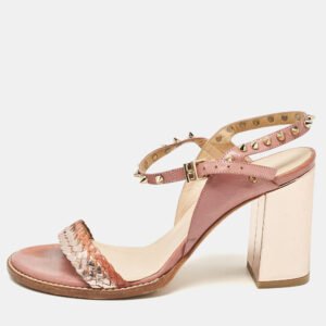 Zadig & Voltaire Metallic/Pink Leather Ankle Strap Sandals Size 39