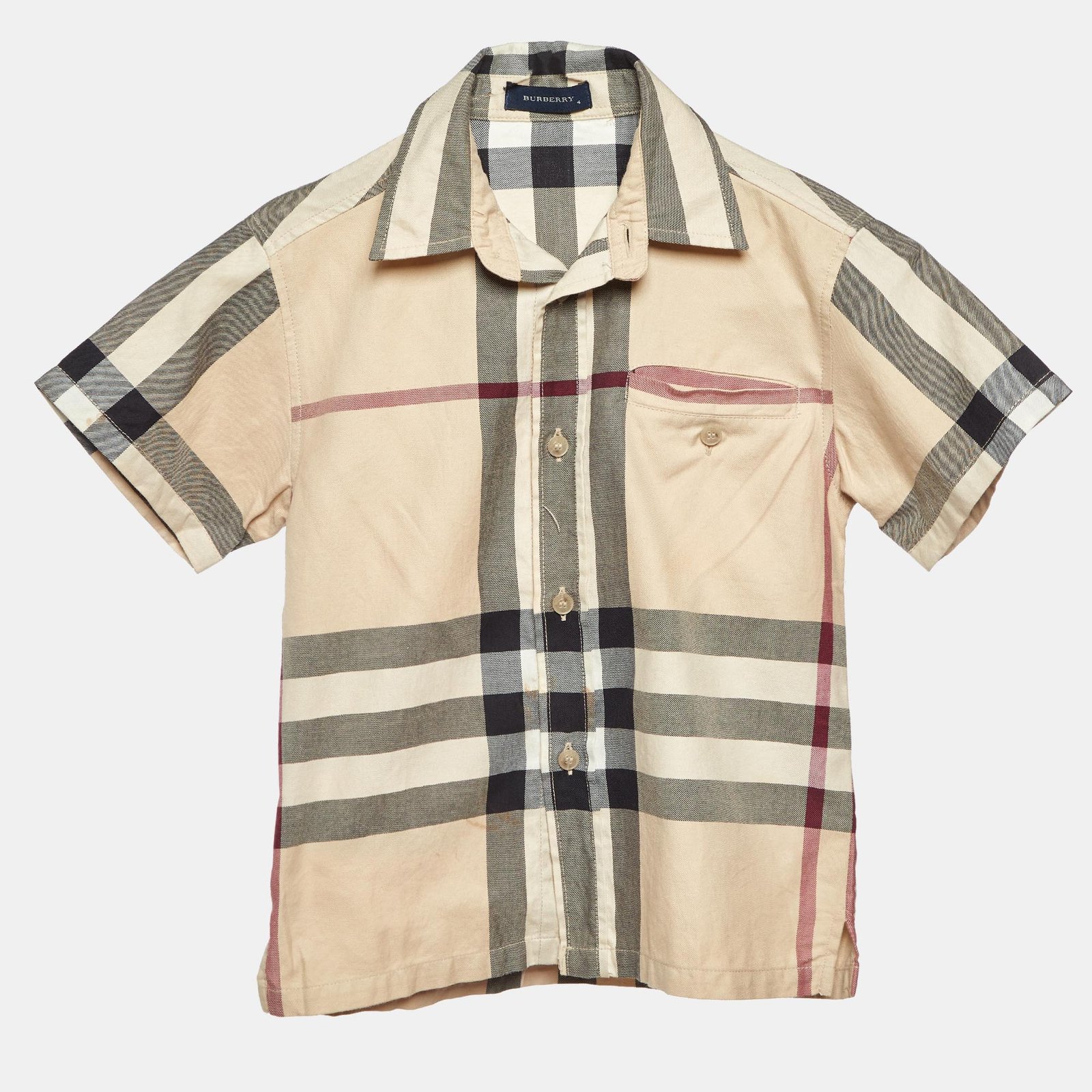 Burberry Beige Tartan Cotton Button Front Kids Shirt 4 Yrs