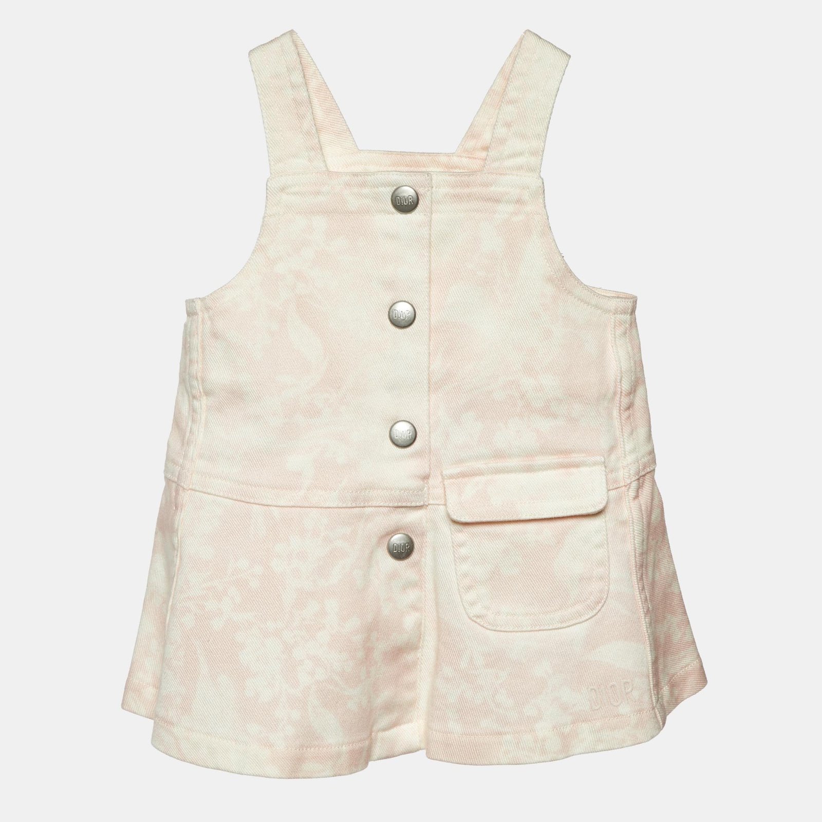 Dior Baby Pink Floral Print Denim Dress 3 M