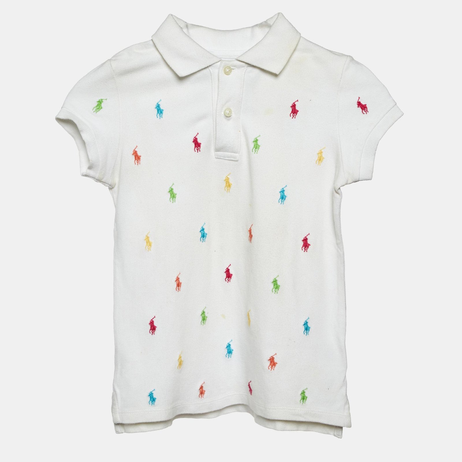 Ralph Lauren Kids White Logo Embroidered Cotton T-Shirt 6 Yrs