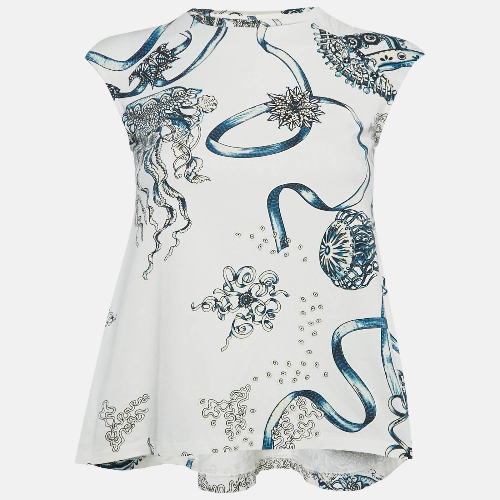 Roberto Cavalli White Jelly Fish Print Jersey T-Shirt 10Yrs