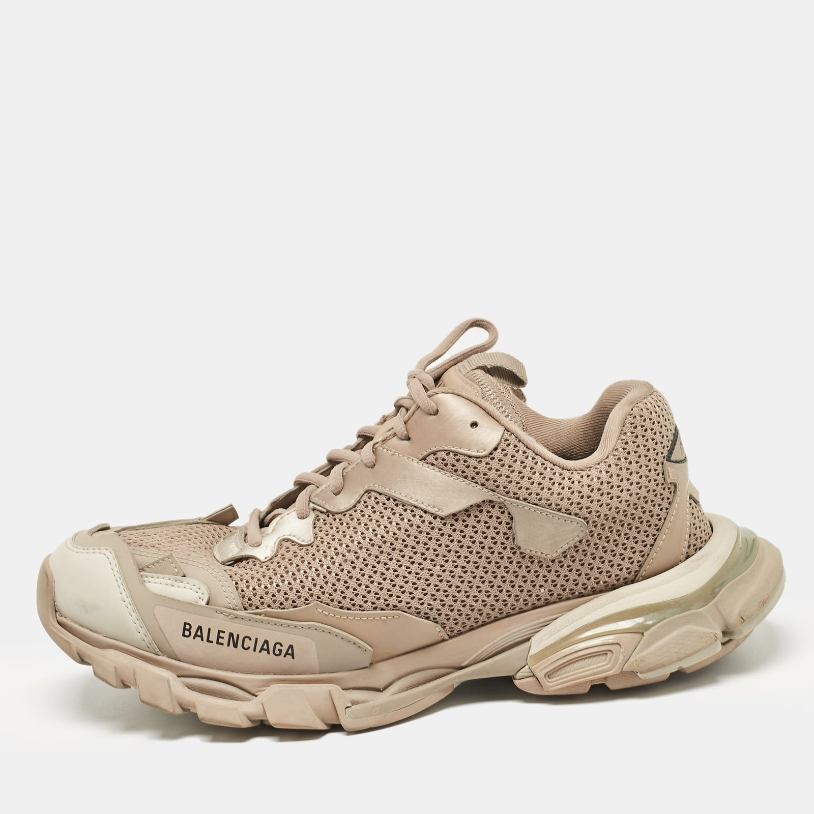 Balenciaga Dark Beige Mesh and Leather Track 3 Sneakers Size 42