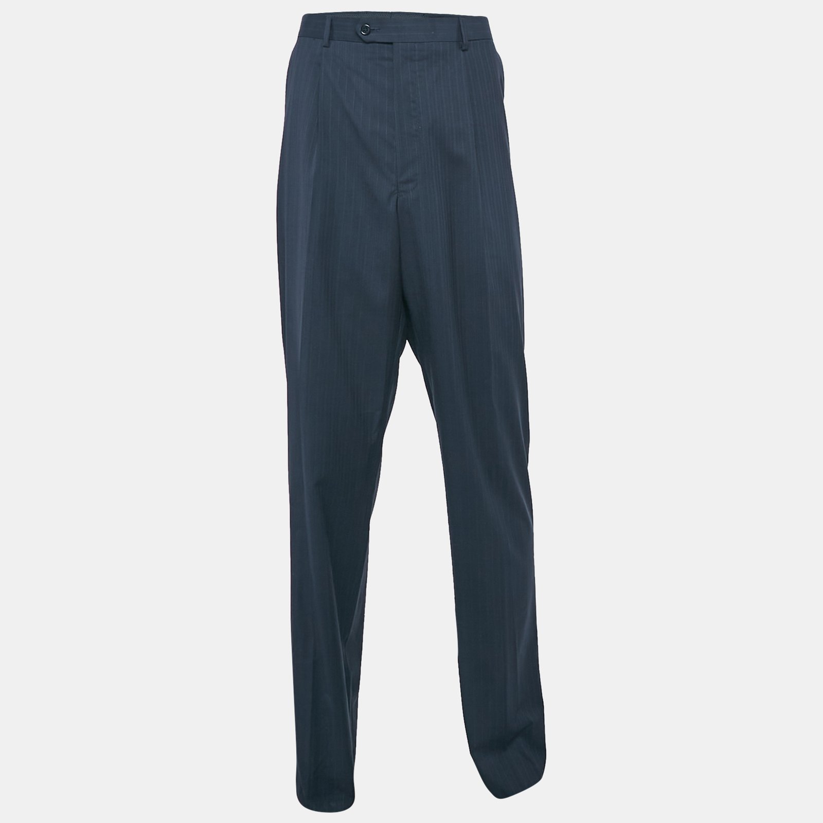 Balmain Navy Blue Pinstripe Wool Blend Tailored Trousers 4XL