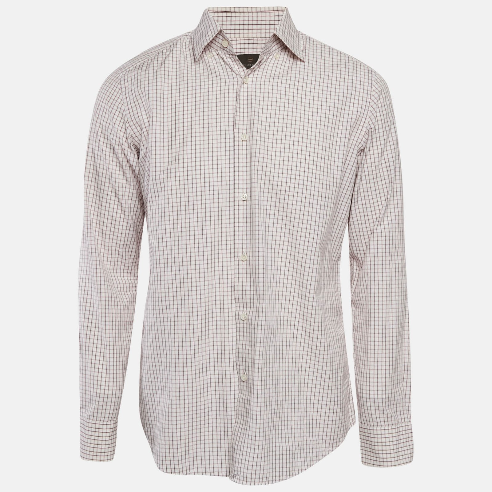 Boss Selection By Hugo Boss White Checked Cotton Tobian Shirt M