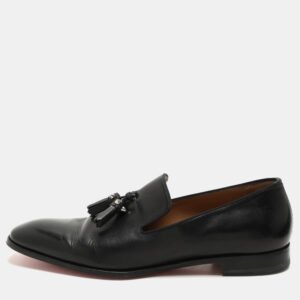 Christian Louboutin Black Leather Dandelion Tassel Loafers Size 45