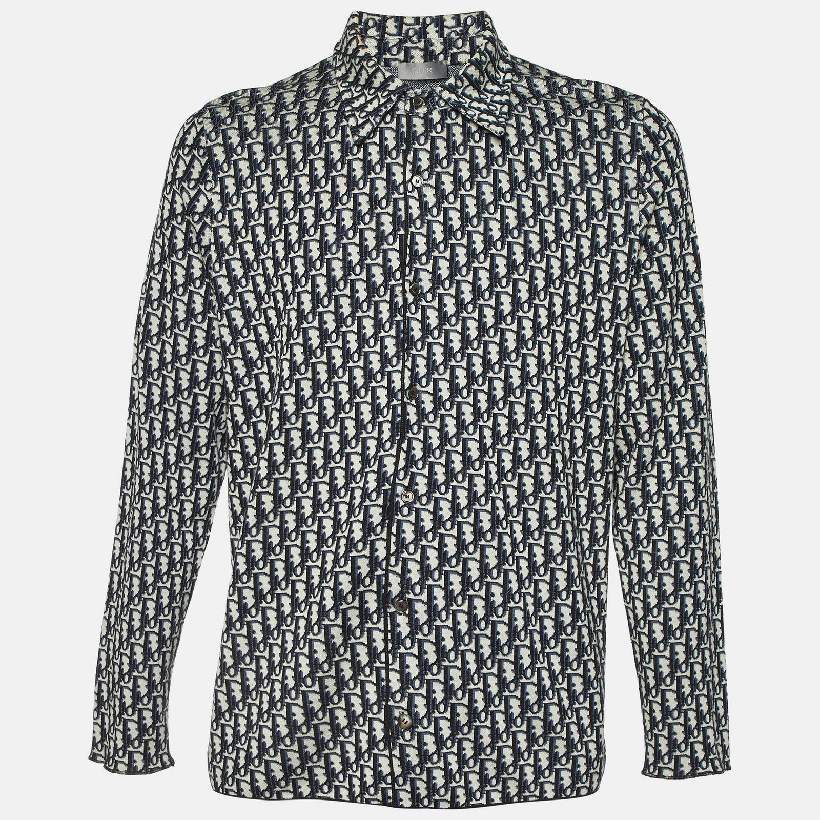 Dior Homme Blue Oblique Jacquard Knit Overshirt L