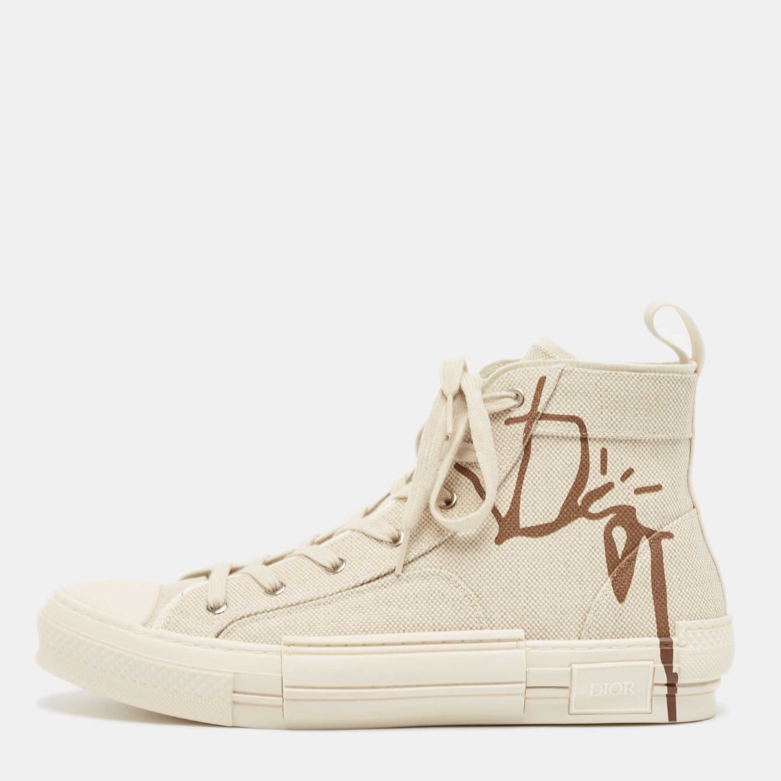 Dior Beige Canvas Jack B23 High Top Sneakers Size 44