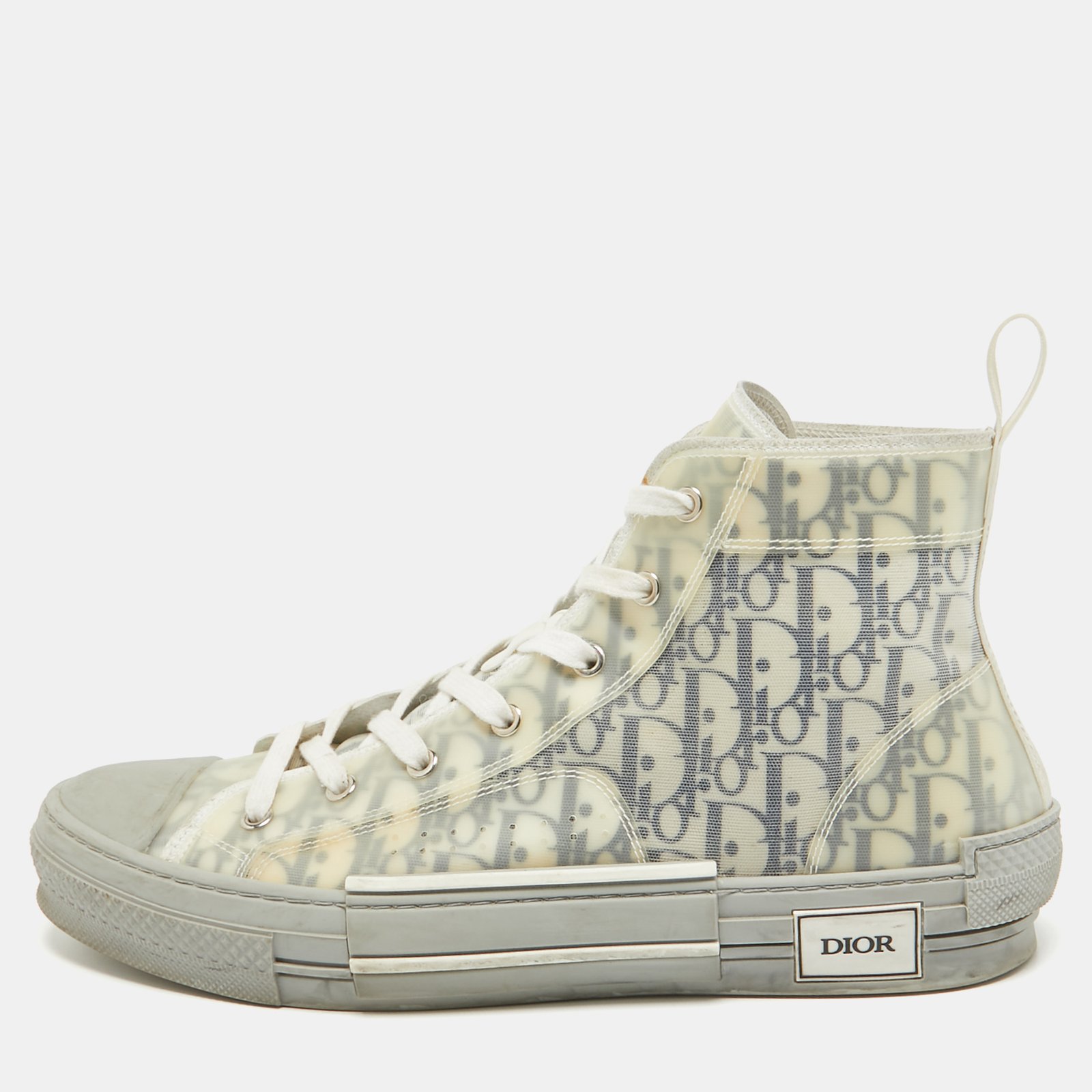 Dior Grey Mesh and Rubber B23 High Top Sneakers Size 45