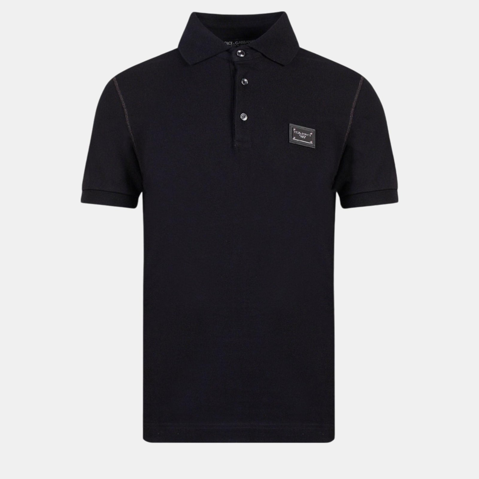 Dolce & Gabbana Black Cotton piquet Polo Shirt IT 48