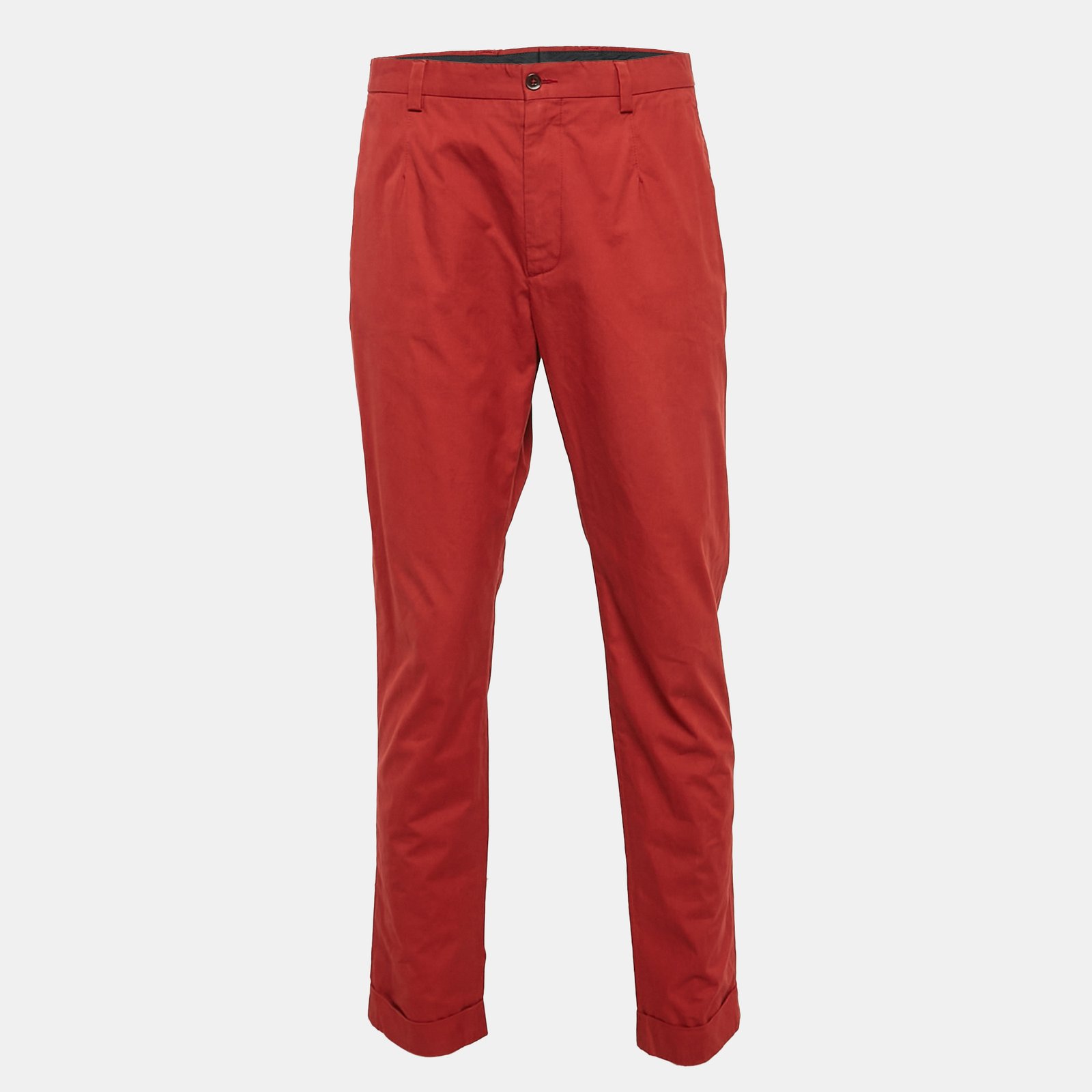 Dolce & Gabbanna Red Cotton Straight Leg Pants XXL