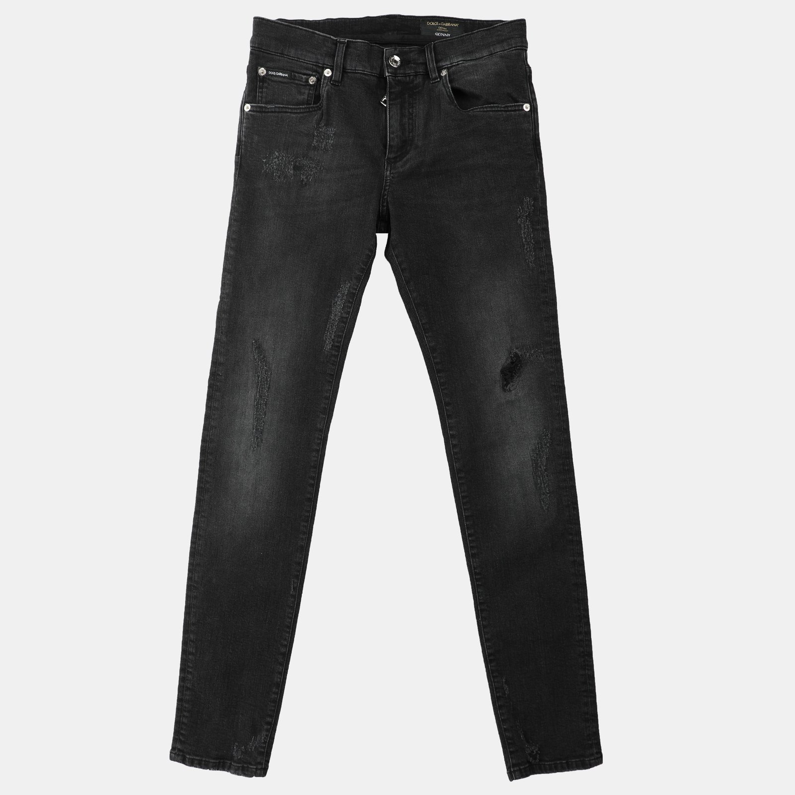 Dolce & Gabbana Black Cotton Ripped Skinny Jeans S