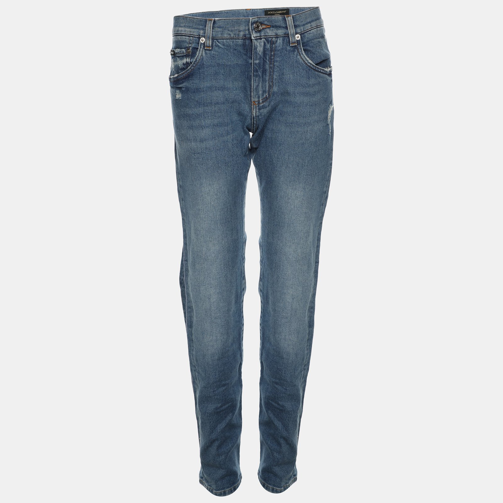 Dolce and Gabbana Faded Blue Denim "New Vintage Denim" Skinny Ripped Jeans XS