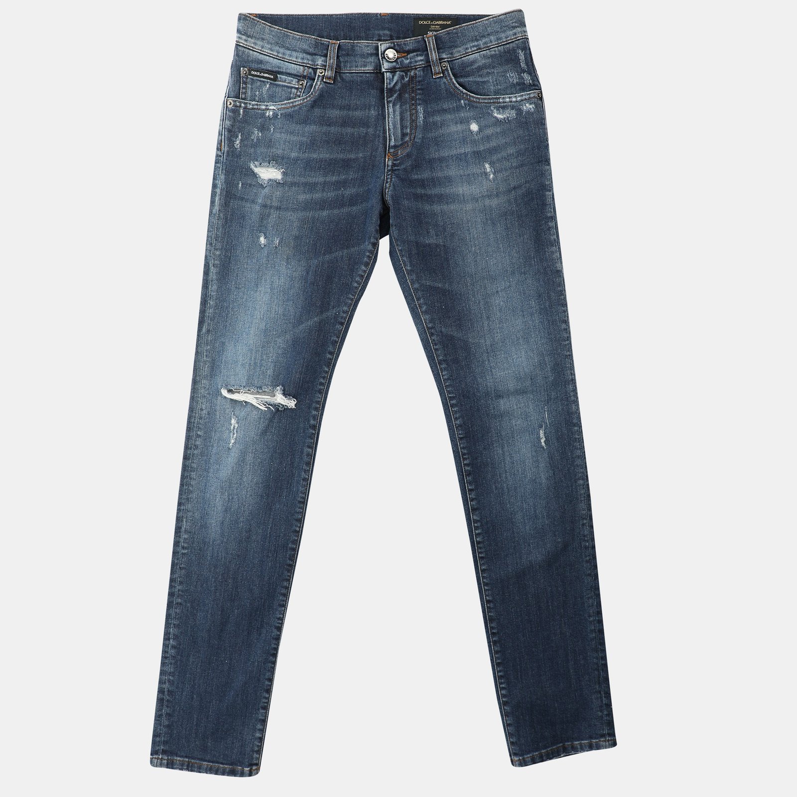 Dolce & Gabbana Blue Denim Skinny Ripped Jeans XS