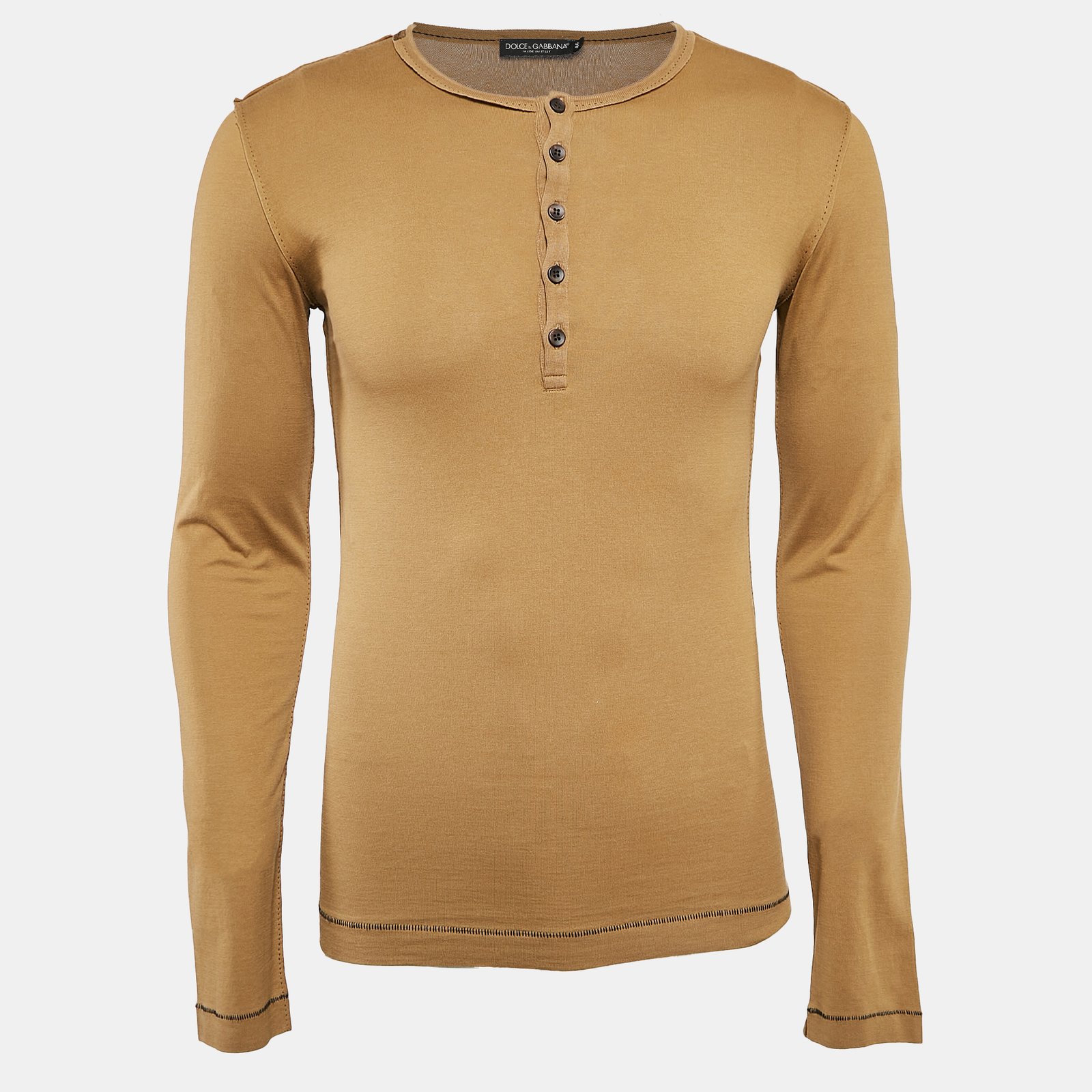 Dolce & Gabbana Brown Jersey Long Sleeve T-Shirt XS