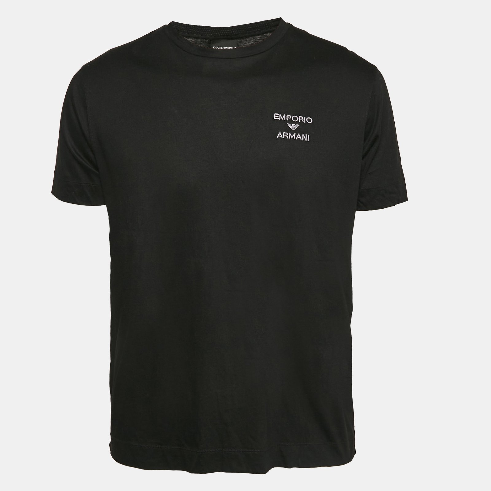 Emporio Armani Black Logo Embroidery Jersey Crew Neck T-Shirt XL