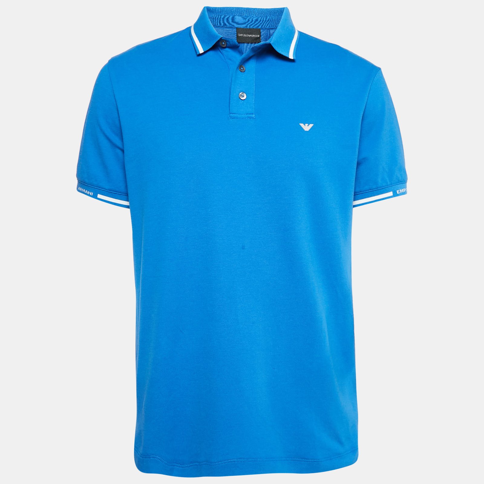 Emporio Armani Blue Cotton Jersey Polo T-Shirt XL