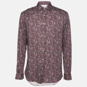 Etro Multicolor Print Cotton Blend Button Front Full Sleeve Shirt L
