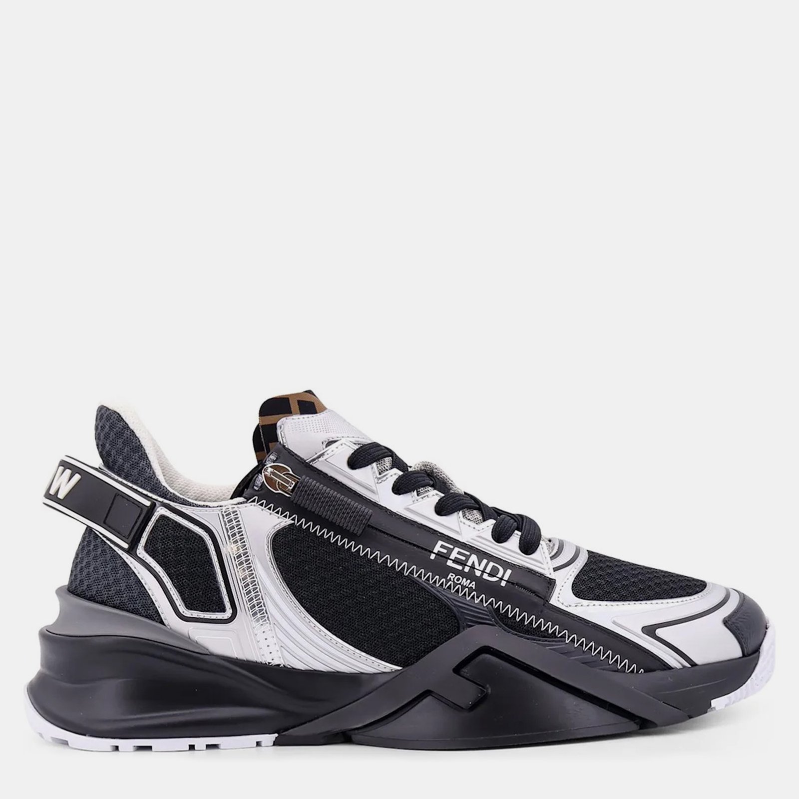 Fendi Black/White Flow Sneakers UK 8 EU 42