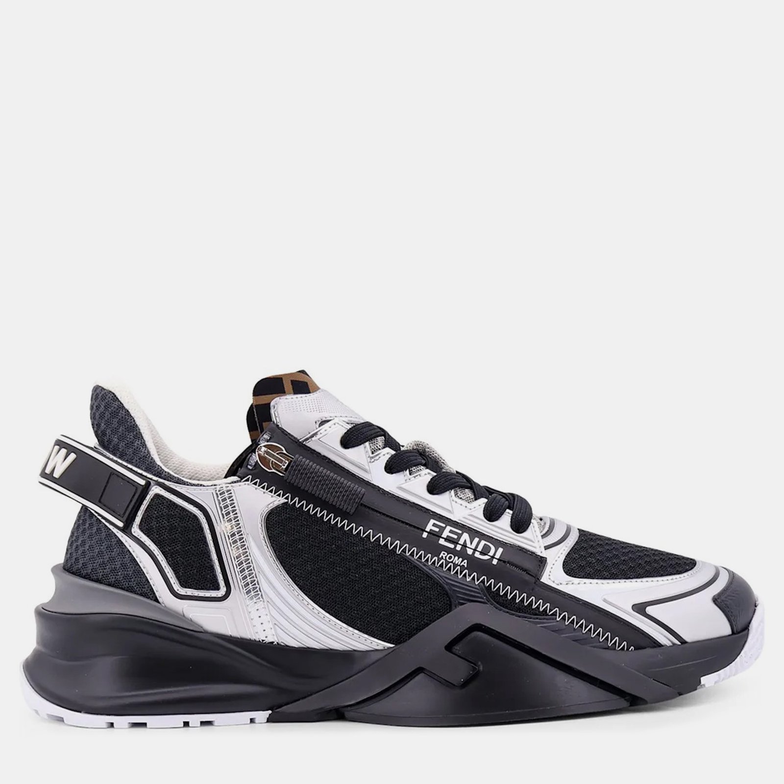 Fendi Black/White Flow Sneakers UK 9 EU 43