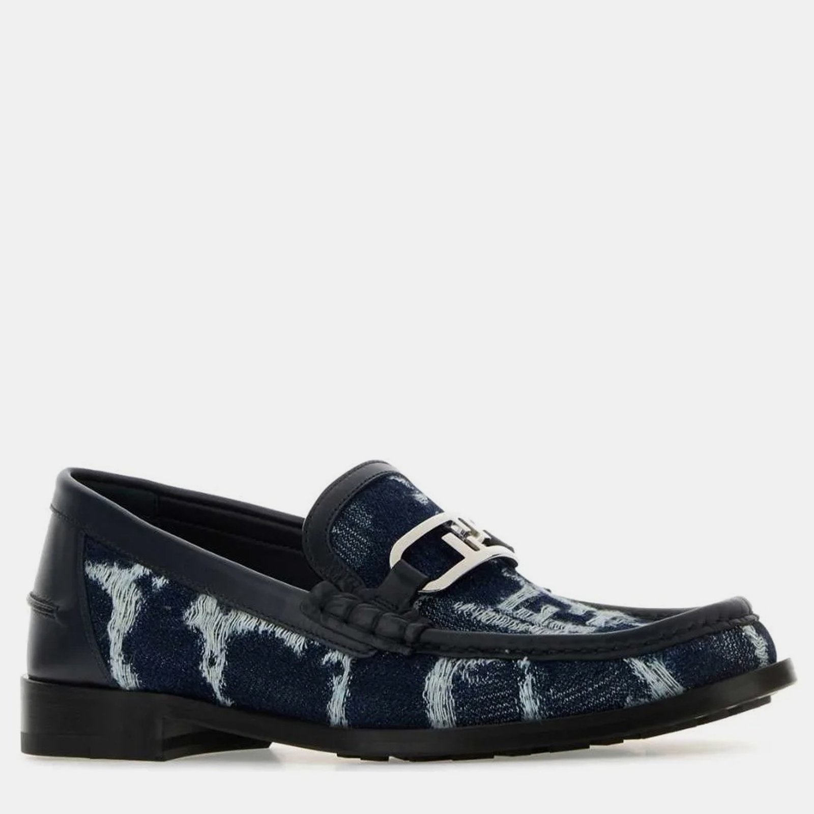 Fendi Blue Embroidered Denim Loafers UK 7 EU 41