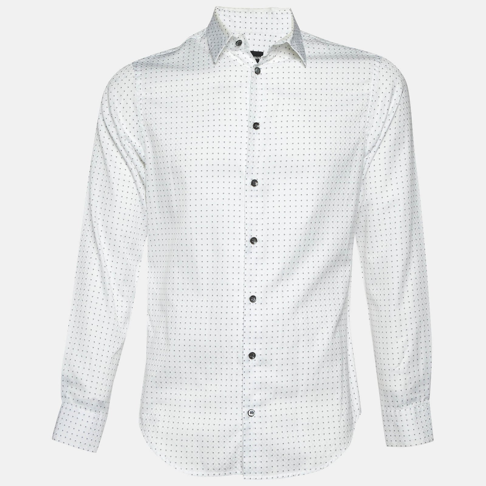 Giorgio Armani White Patterned Cotton Shirt M