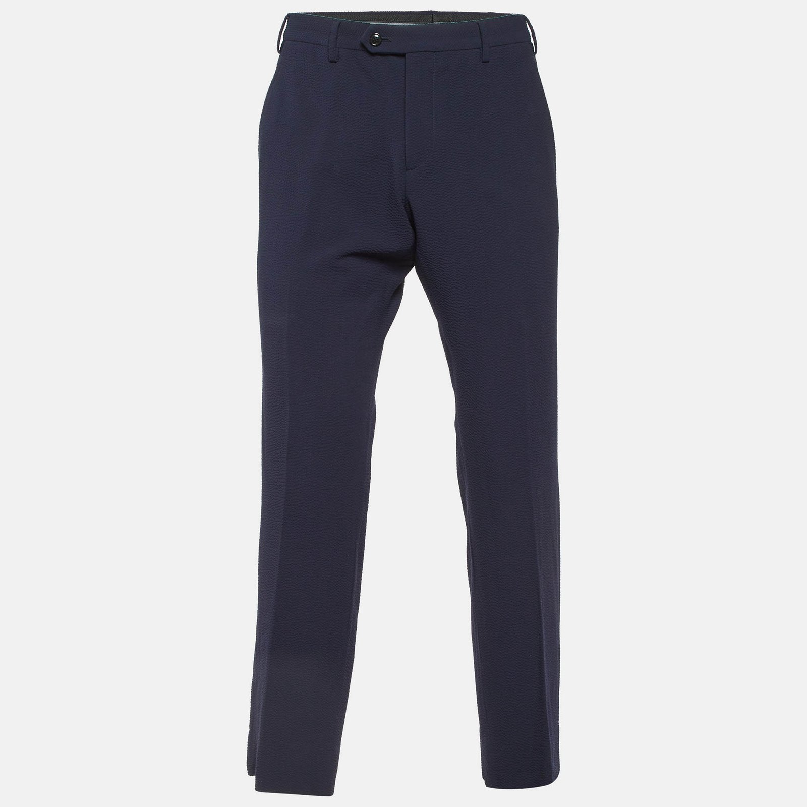 Giorgio Armani Navy Blue Textured Wool Trousers L