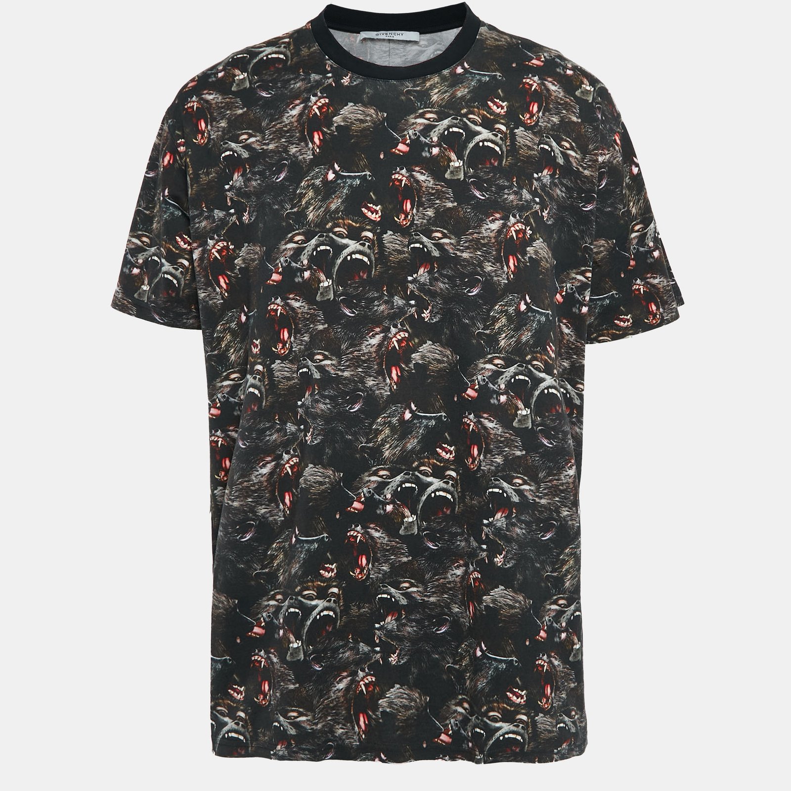 Givenchy Black Baboons Print Jersey Crew Neck T-Shirt M