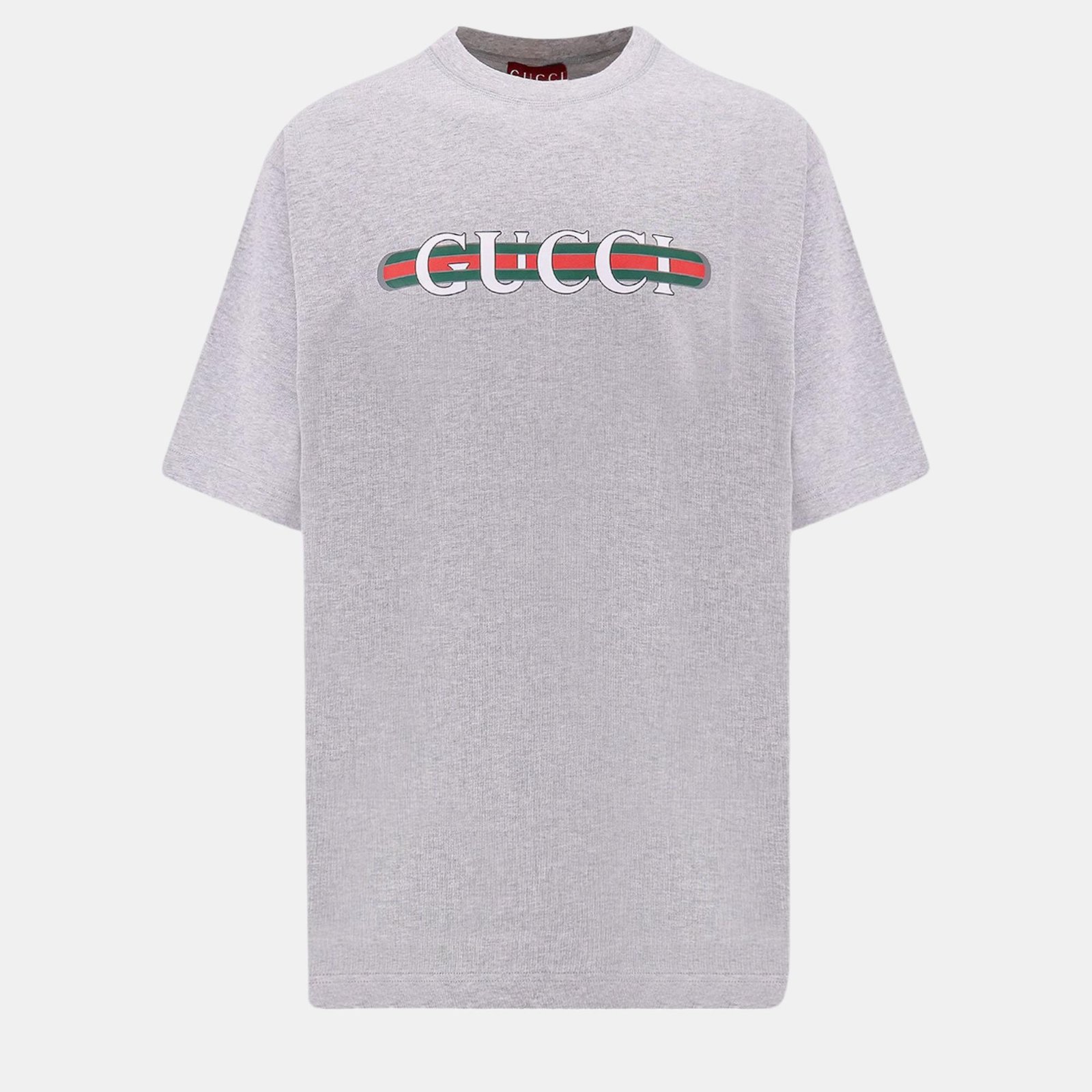 Gucci Grey Cotton Web print T-Shirt IT 48