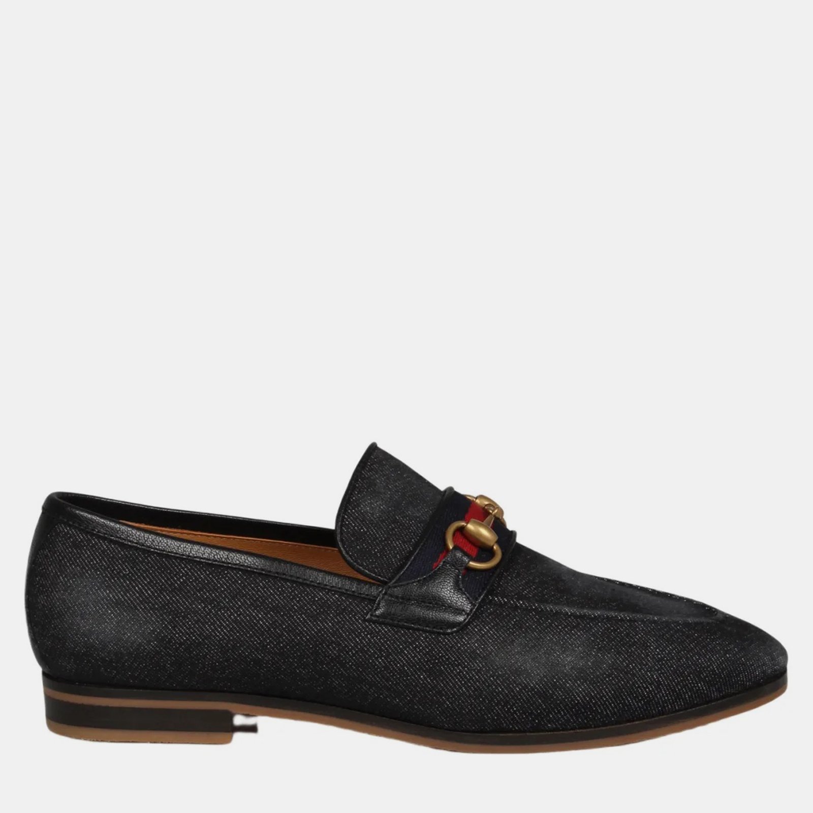 Gucci Black Denim Horsebit  Loafers EU 41