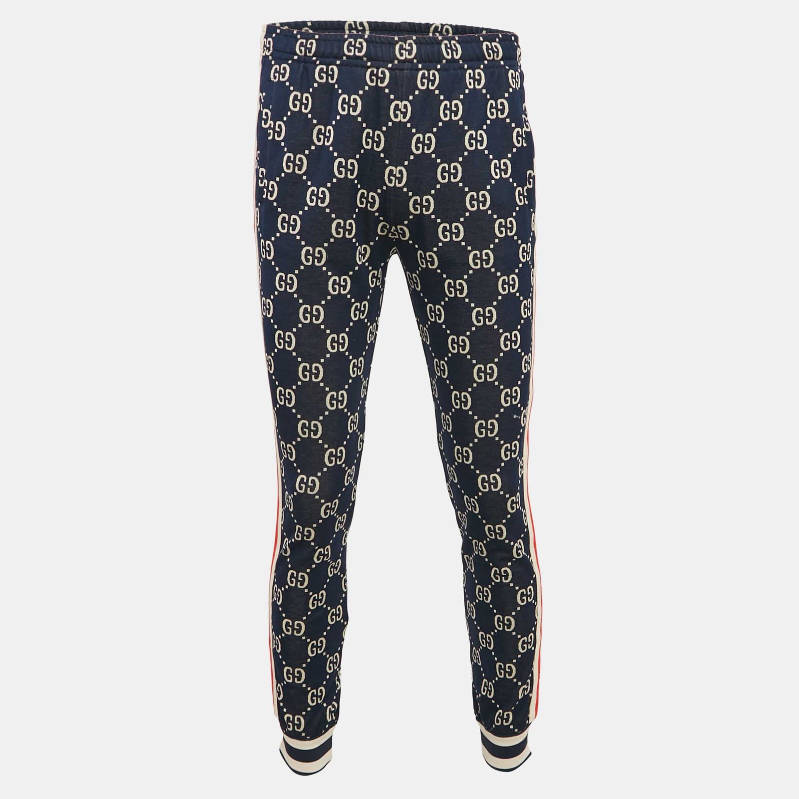 Gucci Blue GG Jacquard Knit Track Pants S