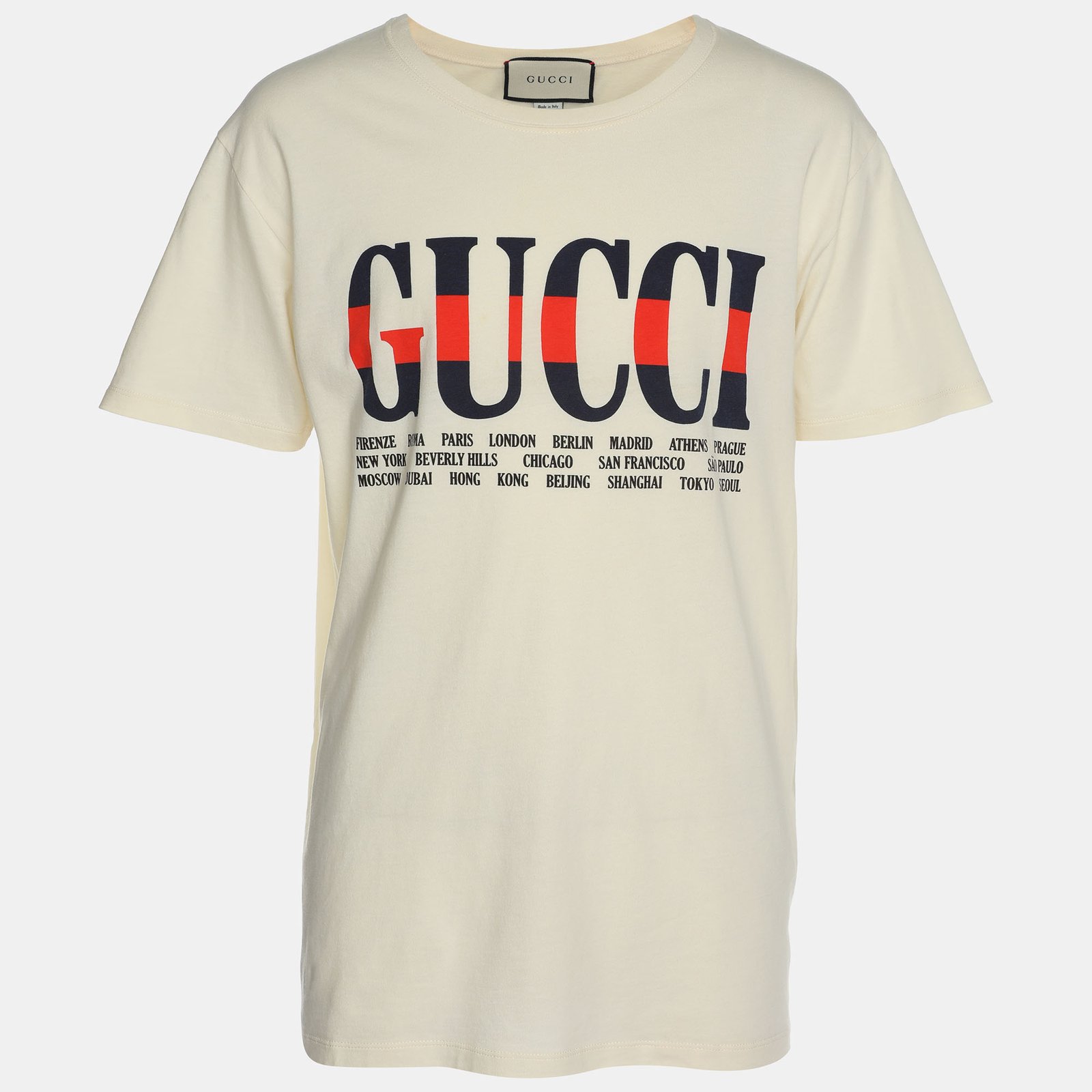 Gucci Cream Cotton Cities Graphic T-Shirt M