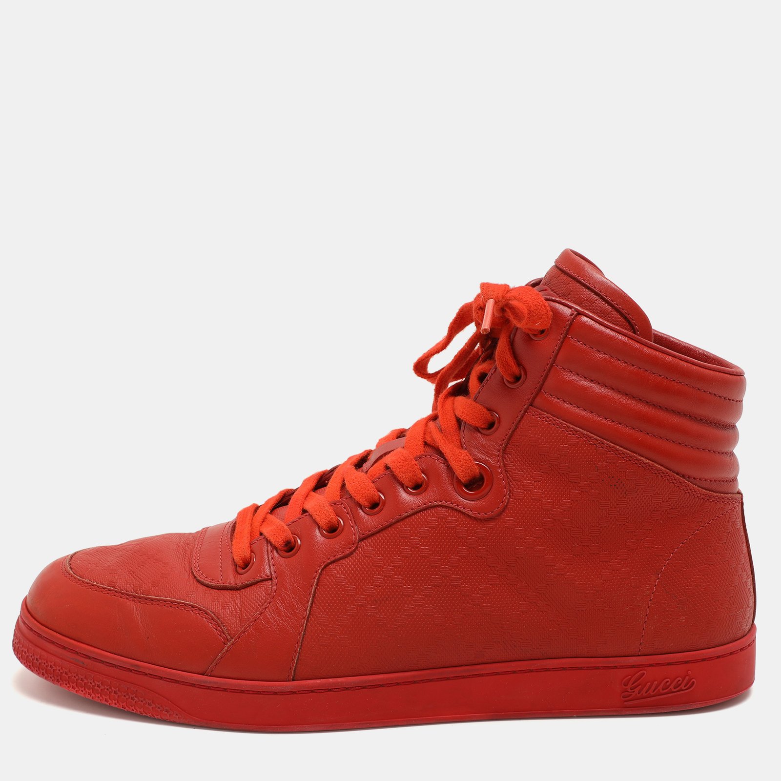 Gucci Red Diamante Leather High Top Sneakers Size 42
