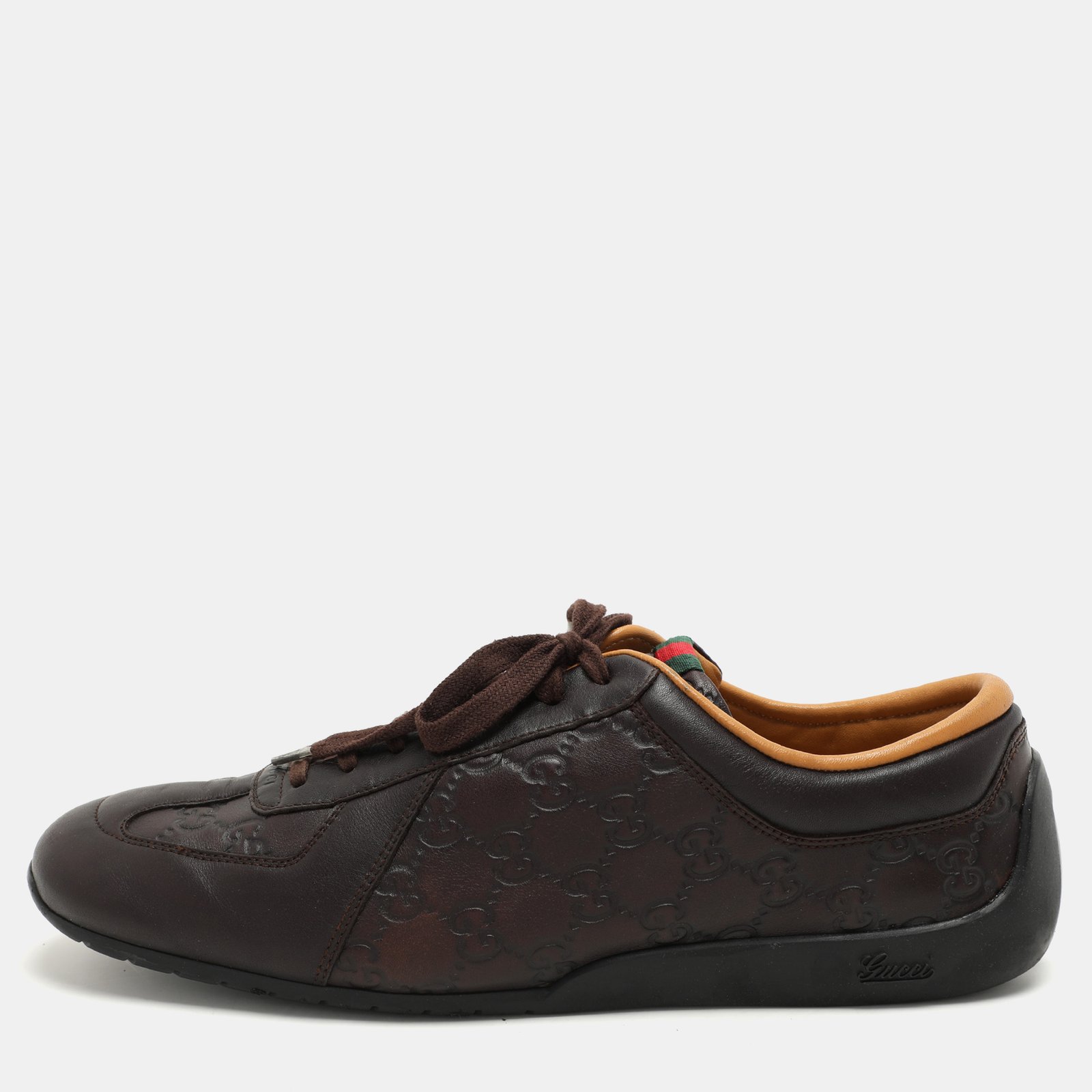 Gucci Brown Guccissima Leather Low Top Sneakers Size 43