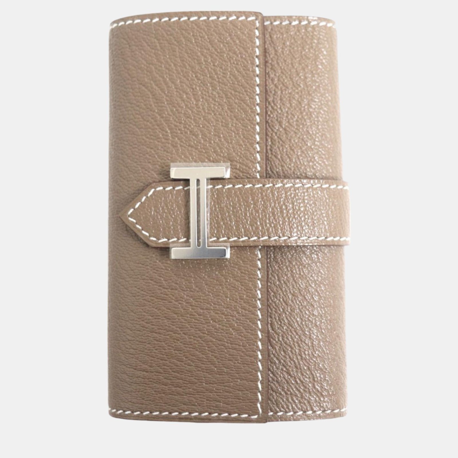 Hermes Chevre Leather Bearn Key Holder Grey Leather
