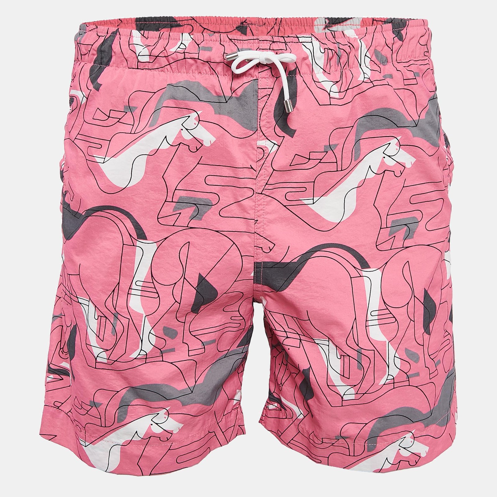 Hermes Pink Printed Nylon Swim Shorts XS