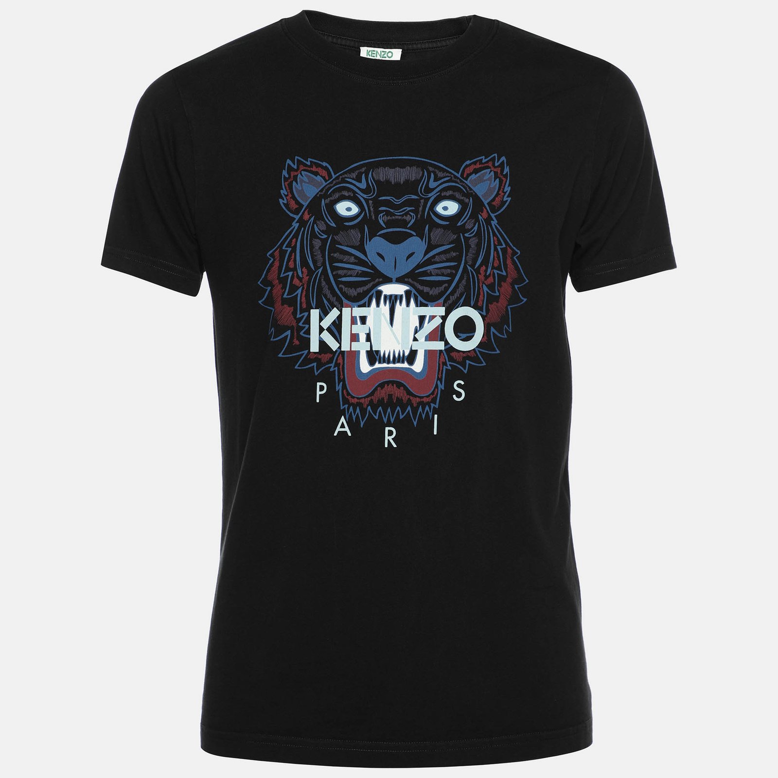 Kenzo Black Fabric Tiger Print T-Shirt XS