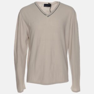 Lanvin Light Grey Cotton Knit V Neck Sweatshirt M