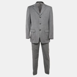 Lanvin Vintage Striped Wool Single Breasted Pants Suit M