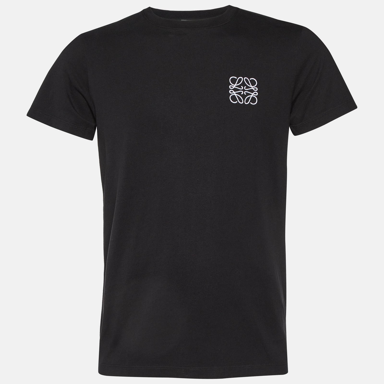 Loewe Black Anagram Embroidered Cotton Crew Neck T-Shirt S