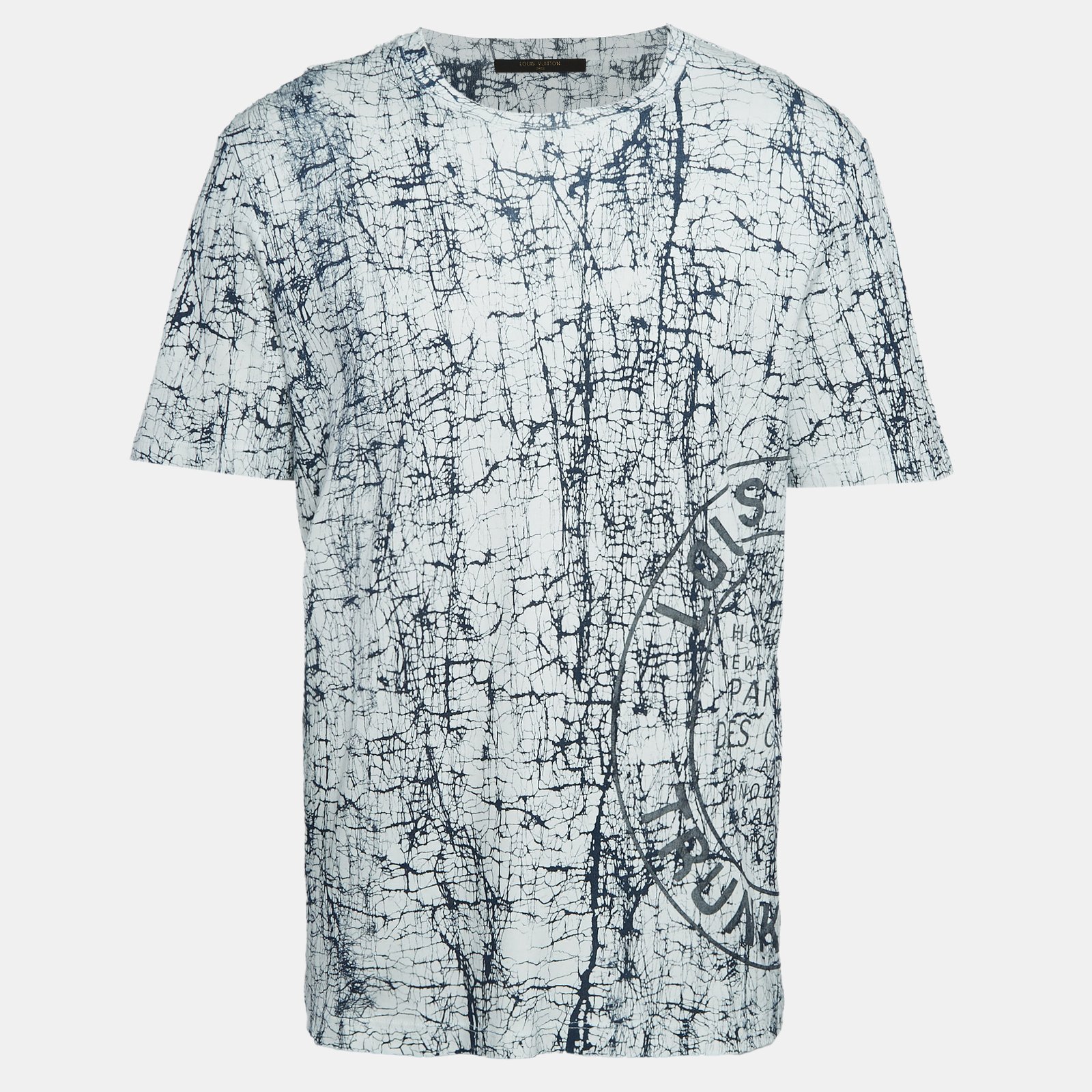 Louis Vuitton White/Blue Abstract Print Jersey Crew Neck T-Shirt XL