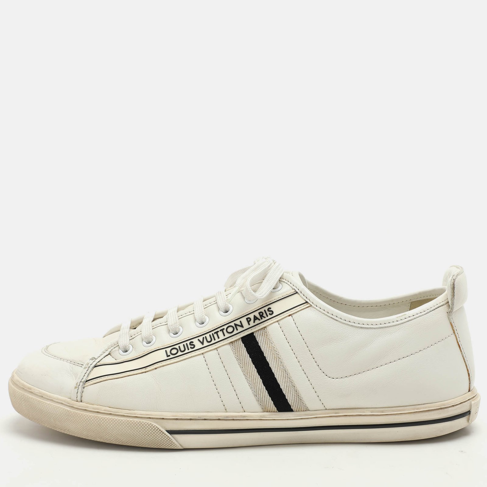 Louis Vuitton White Leather Low Top Sneakers Size 42