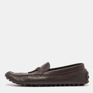 Louis Vuitton Dark Brown Logo Bow Slip on Loafers Size 43.5