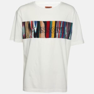 Missoni White Cotton Logo Embroidered T-Shirt XL