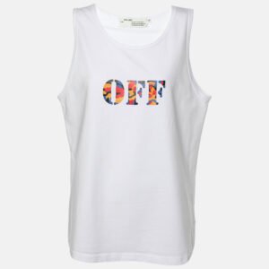 Off-White White Cotton Logo Print Vest XL