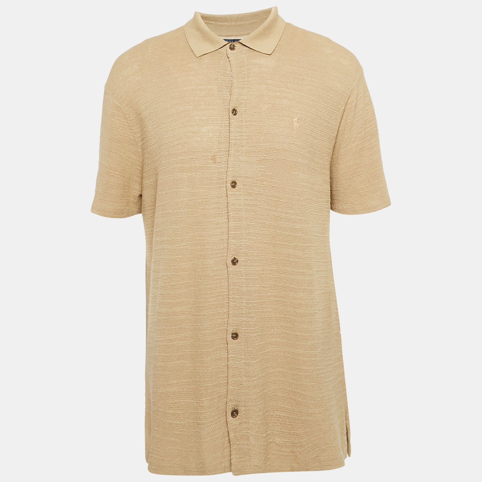 Polo Ralph Lauren Brown Textured Cotton Knit Short Sleeve Shirt XL