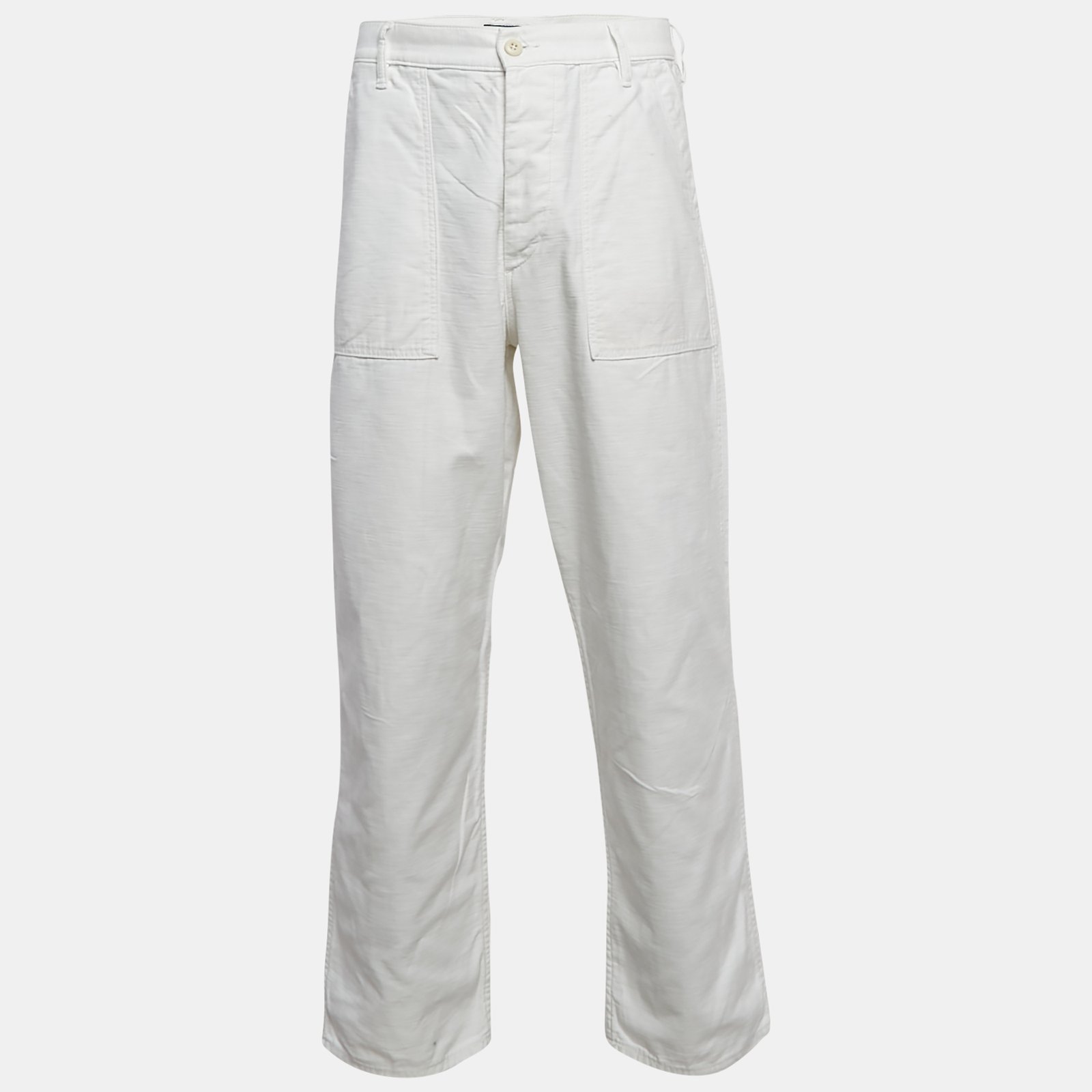 Polo Ralph Lauren White Cotton Straight Leg Trousers M